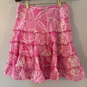 Vintage Ruffled Inc International Concepts Pink Floral Mini Skirt